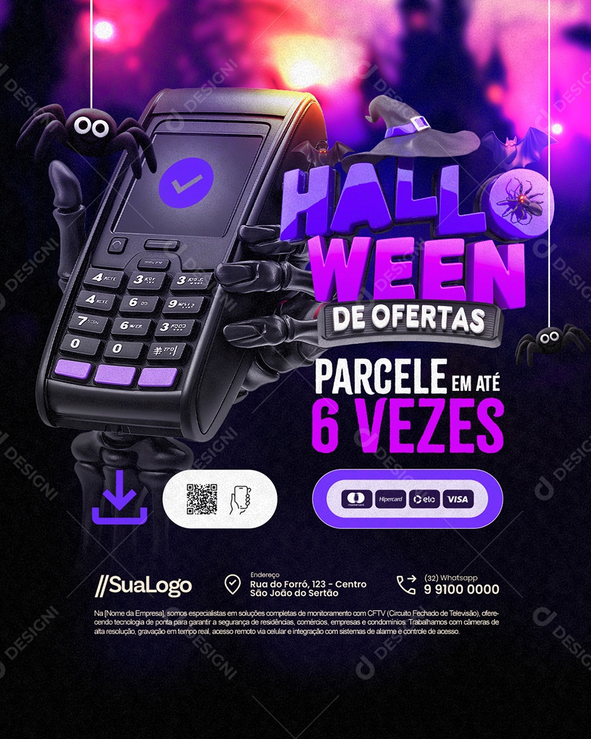 Ofertas de Halloween Supermercado Parcele em Até 6 Vezes Social Media PSD Editável