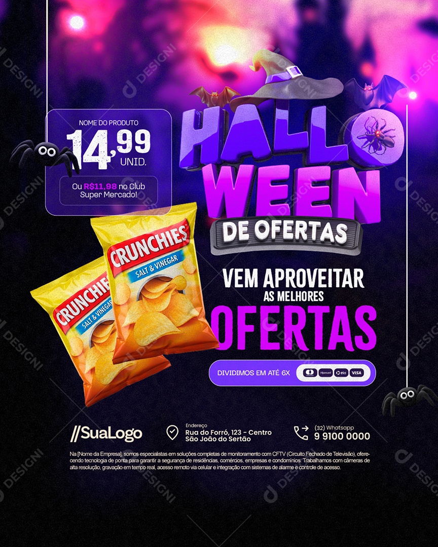 Ofertas de Halloween Supermercado Vem Aproveitar as Melhores Ofertas Social Media PSD Editável