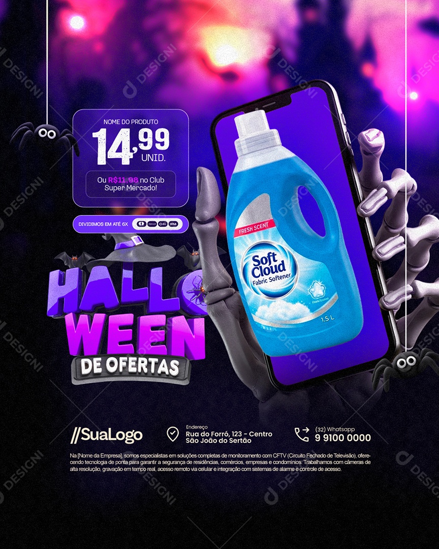 Ofertas de Halloween Supermercado Produdo de Limpeza Social Media PSD Editável