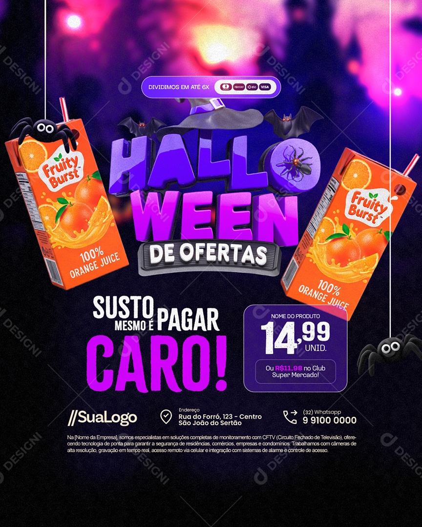 Ofertas de Halloween Supermercado Susto Mesmo é Pagar Caro Social Media PSD Editável