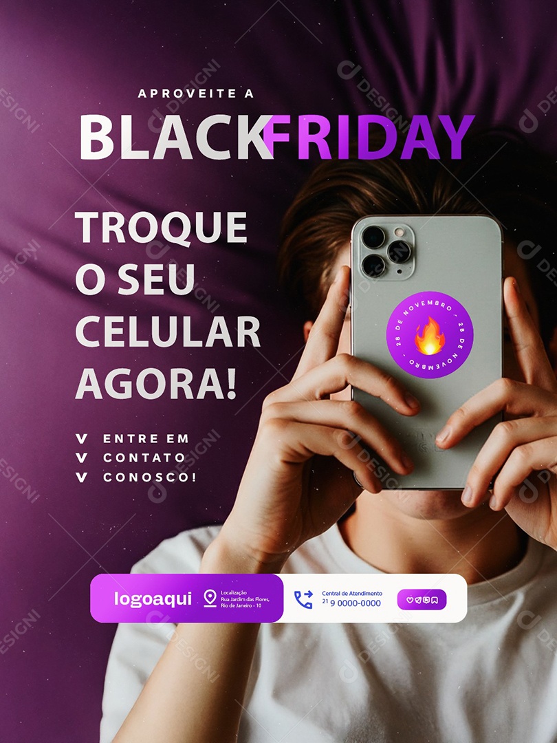 Black Friday Loja da Apple Troque o Seu Celular Agora Social Media PSD Editável