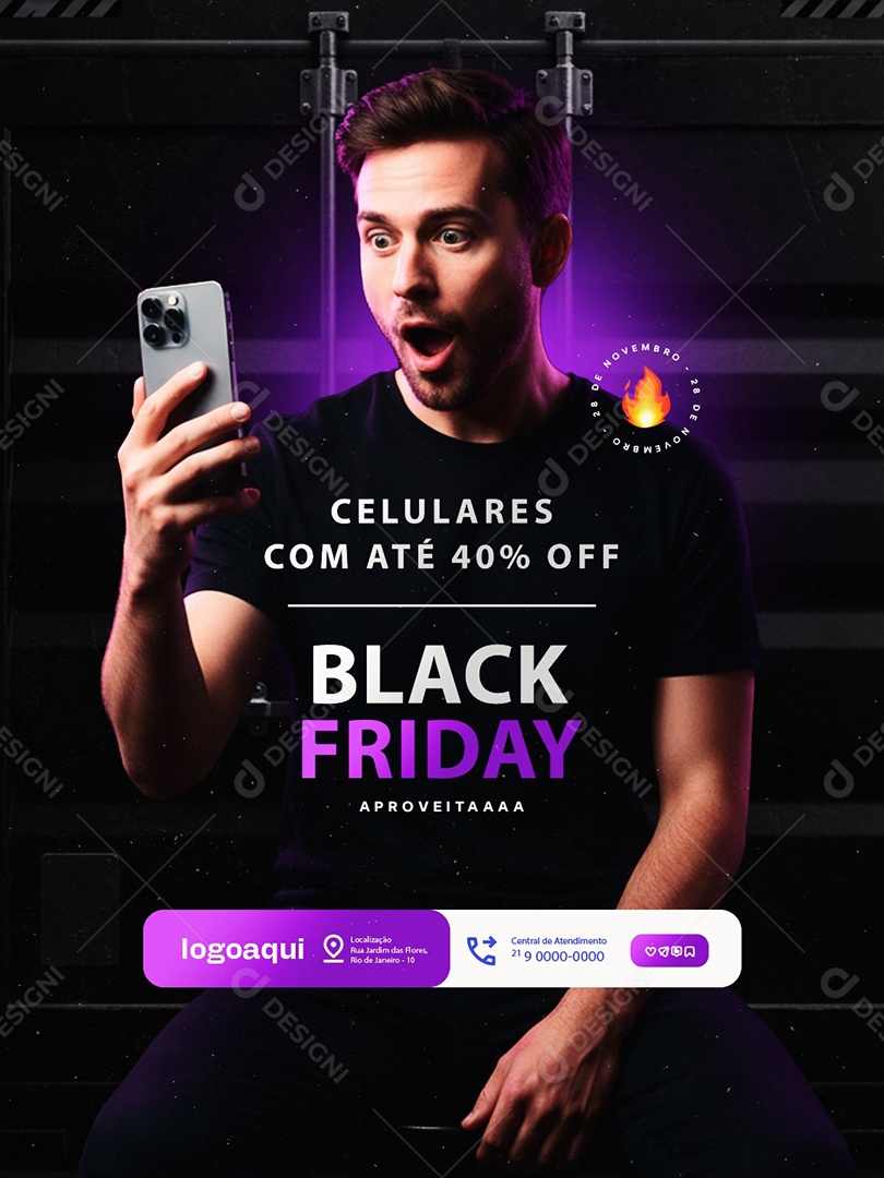 Black Friday Loja da Apple Celulares com Até 40% Off Social Media PSD Editável