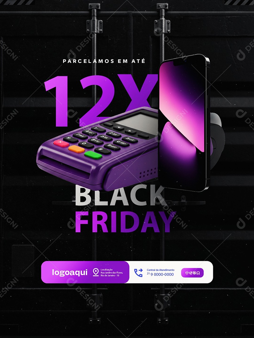 Black Friday Loja da Apple Parcelamos em Até 12x Social Media PSD Editável