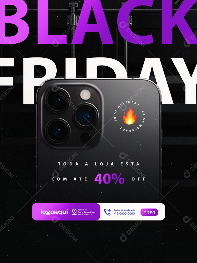 Black Friday Loja da Apple Toda a Loja Está com Até 40% Off Social Media PSD Editável