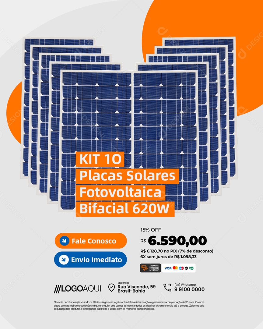 Energia Solar Kit Dez Placas Solares Fotovoltaica Social Media PSD Editável