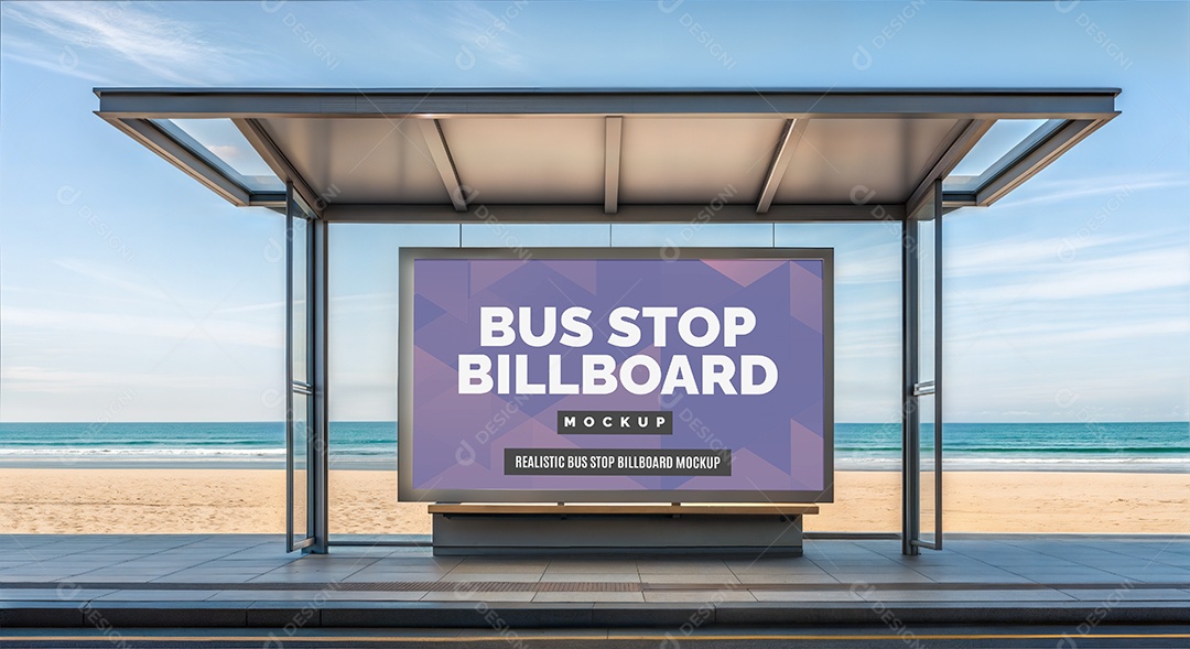 Ponto de Ônibus Com Anúncio PSD Editável Mockup