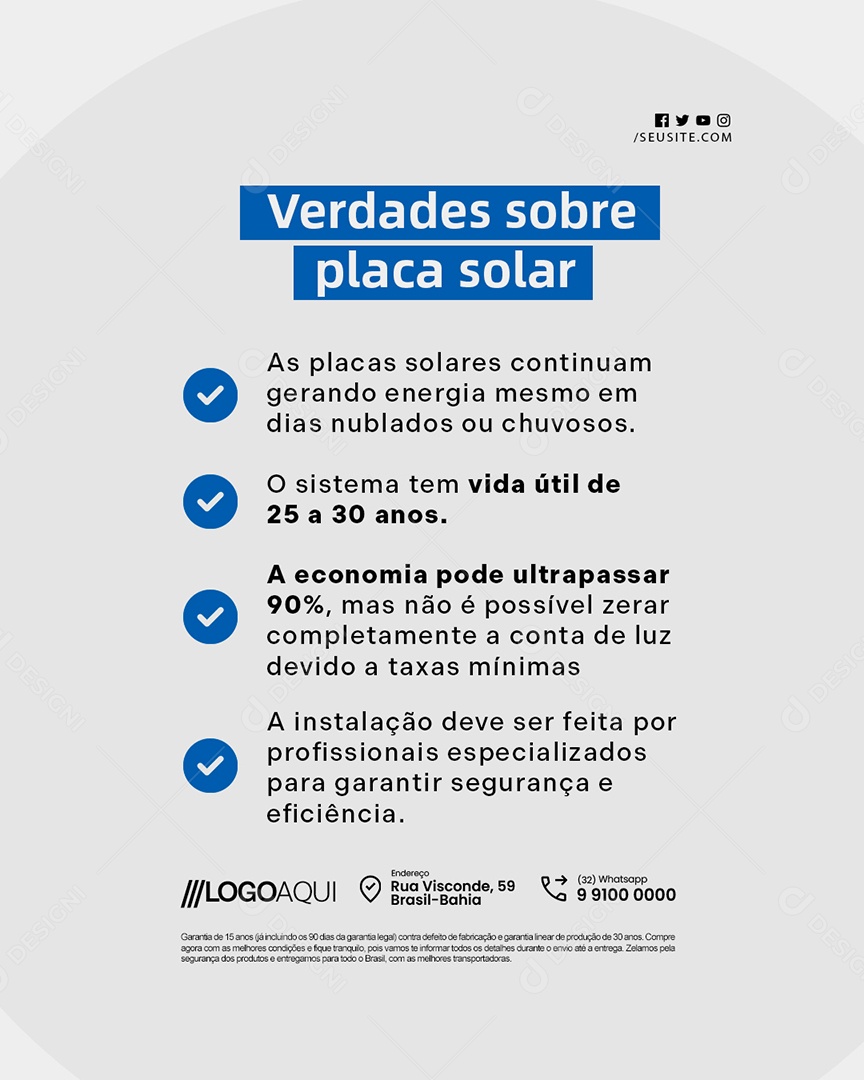 Energia Solar Verdades Sobre Placa Solar Social Media PSD Editável