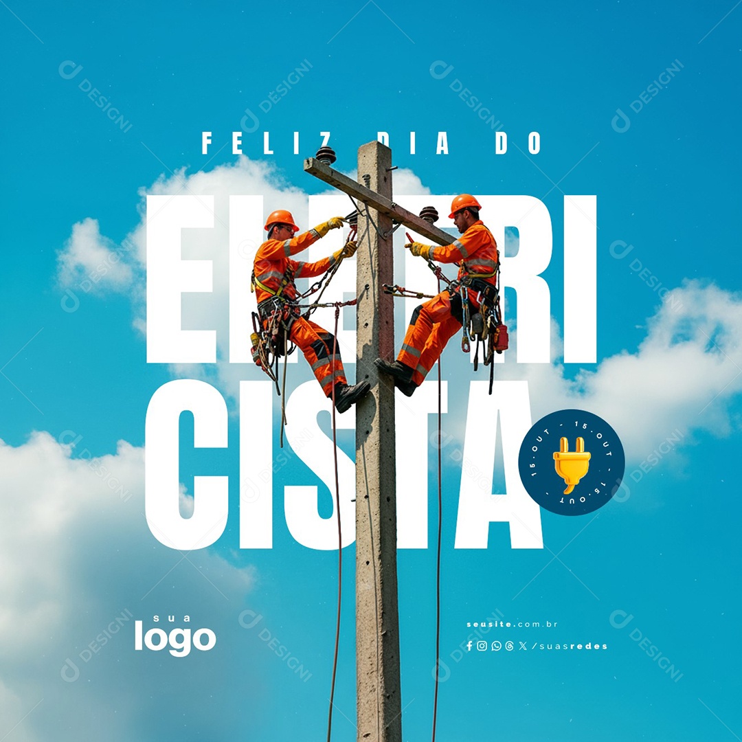 Feliz Dia do Eletricista 17 de Outubro Social Media PSD Editável
