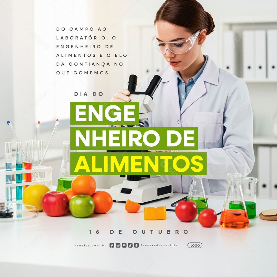 Dia do Engenheiro de Alimentos 16 de Outubro do Campo ao Laboratório Social Media PSD Editável