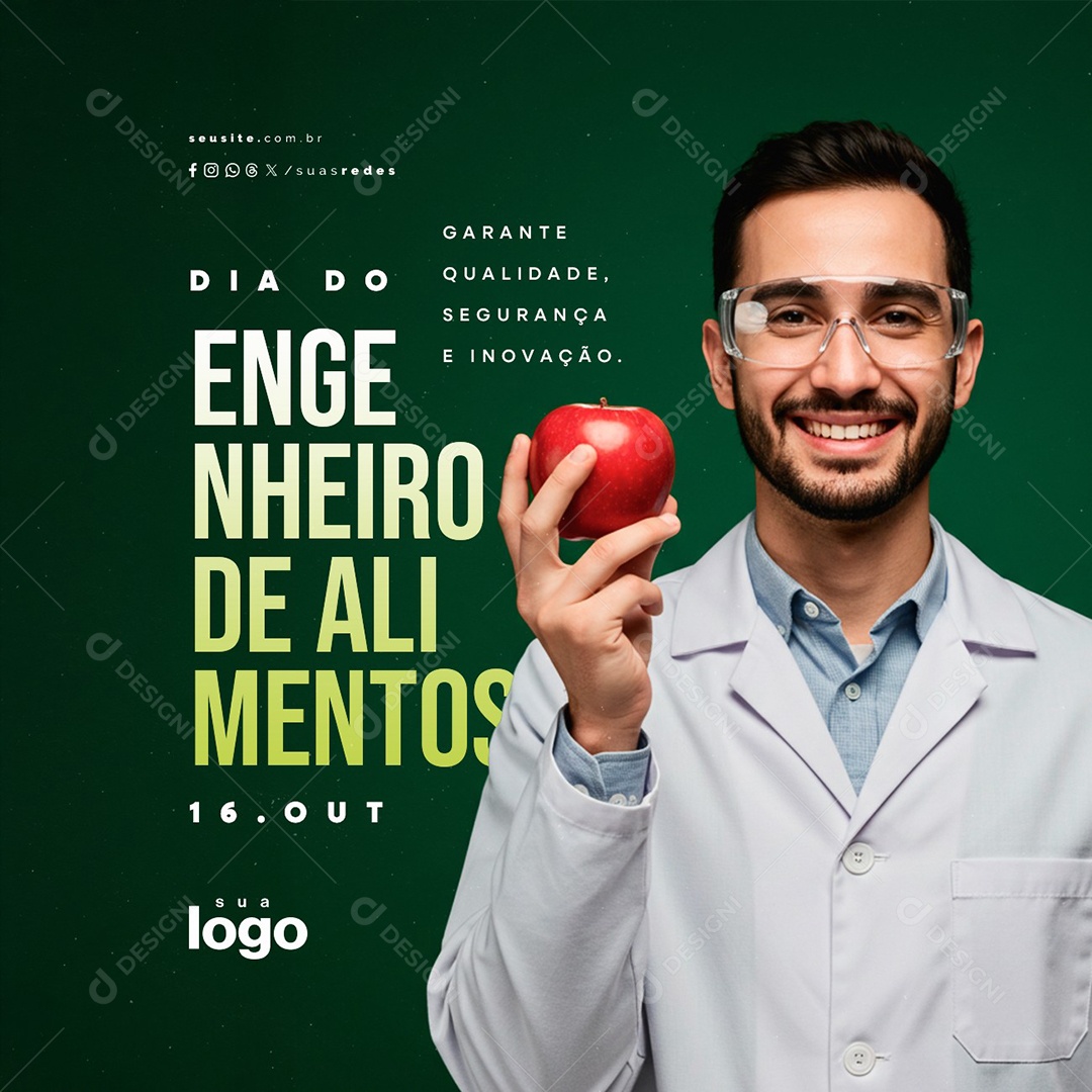 Dia do Engenheiro de Alimentos 16 de Outubro Social Media PSD Editável