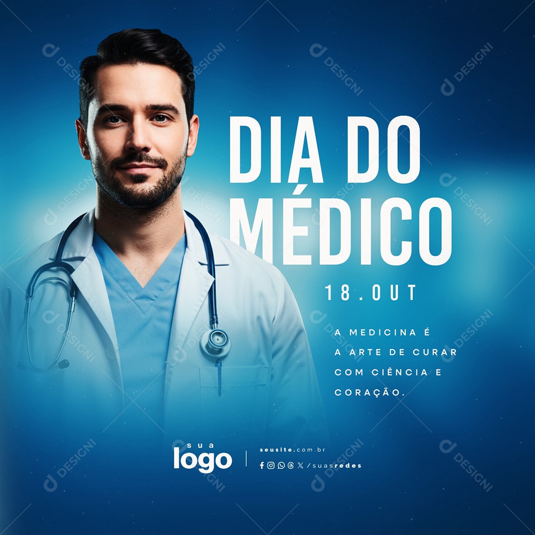Dia do Médico 18 de Outubro Social Media PSD Editável