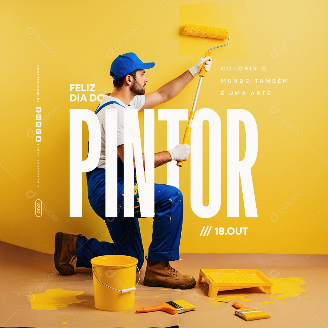 Feliz Dia do Pintor 18 De Outubro Social Media PSD Editável