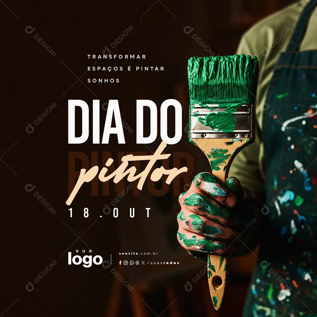 Dia do Pintor 18 De Outubro Social Media PSD Editável