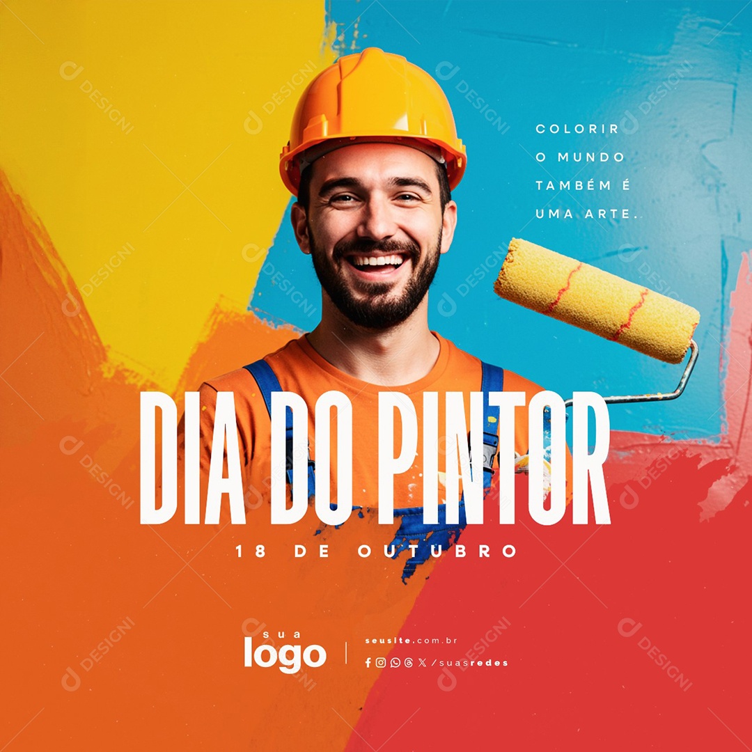 Dia do Pintor 18 De Outubro Colorir o Mundo Também é Um Arte Social Media PSD Editável