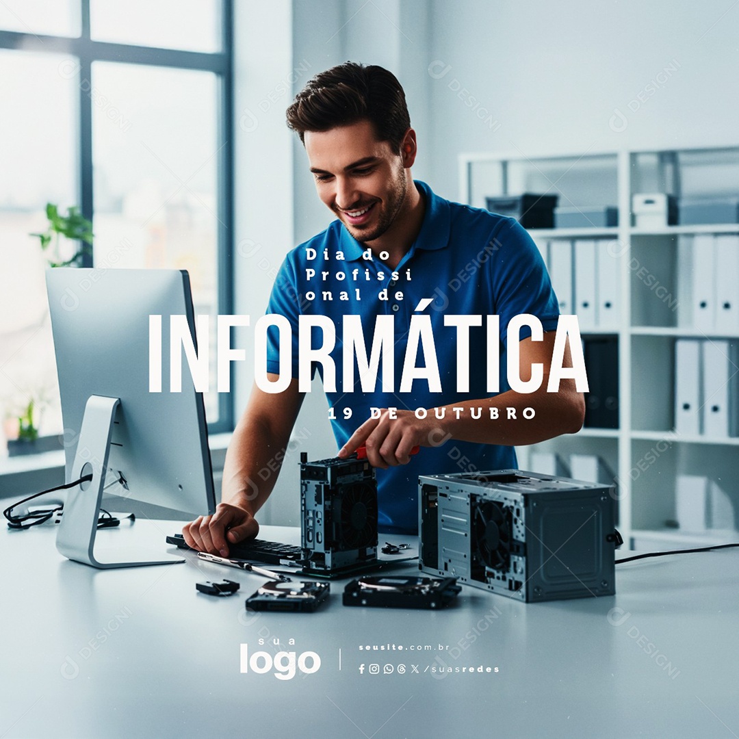 Dia do Profissional de Informática 19 de Outubro Social Media PSD Editável
