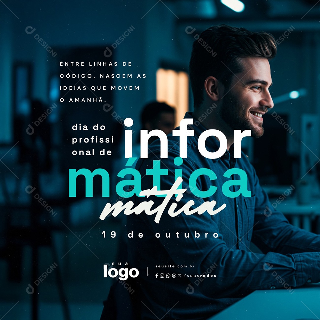 Dia do Profissional de Informática 19 de Outubro Social Media PSD Editável