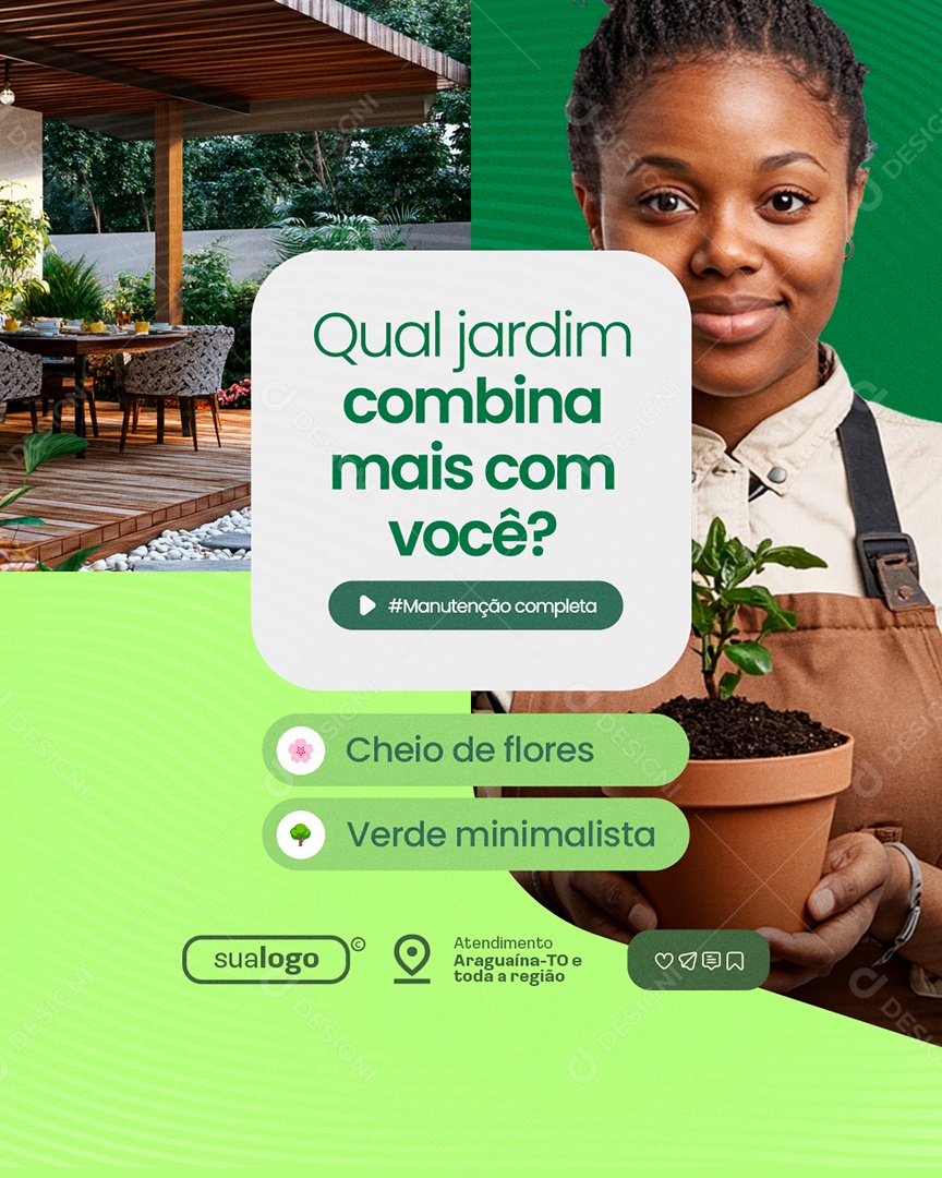 Jardineiro Qual Jardim Combina Mais com Você Social Media PSD Editável