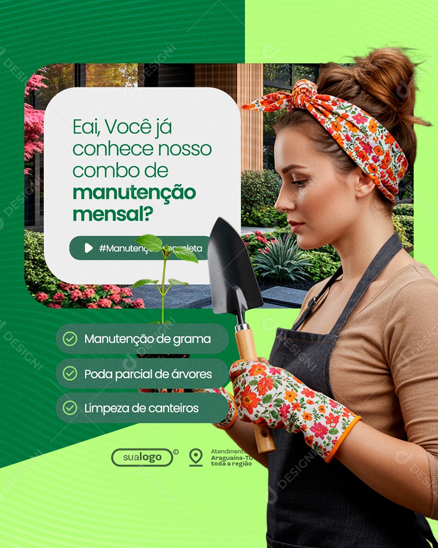 Jardineiro Eai Você Já Conhece Nosso Combo de Manutenção Mensal Social Media PSD Editável