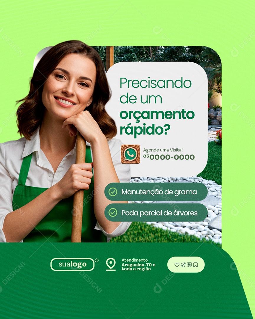 Jardineiro Precisando de Um Orçamento Rápido Social Media PSD Editável