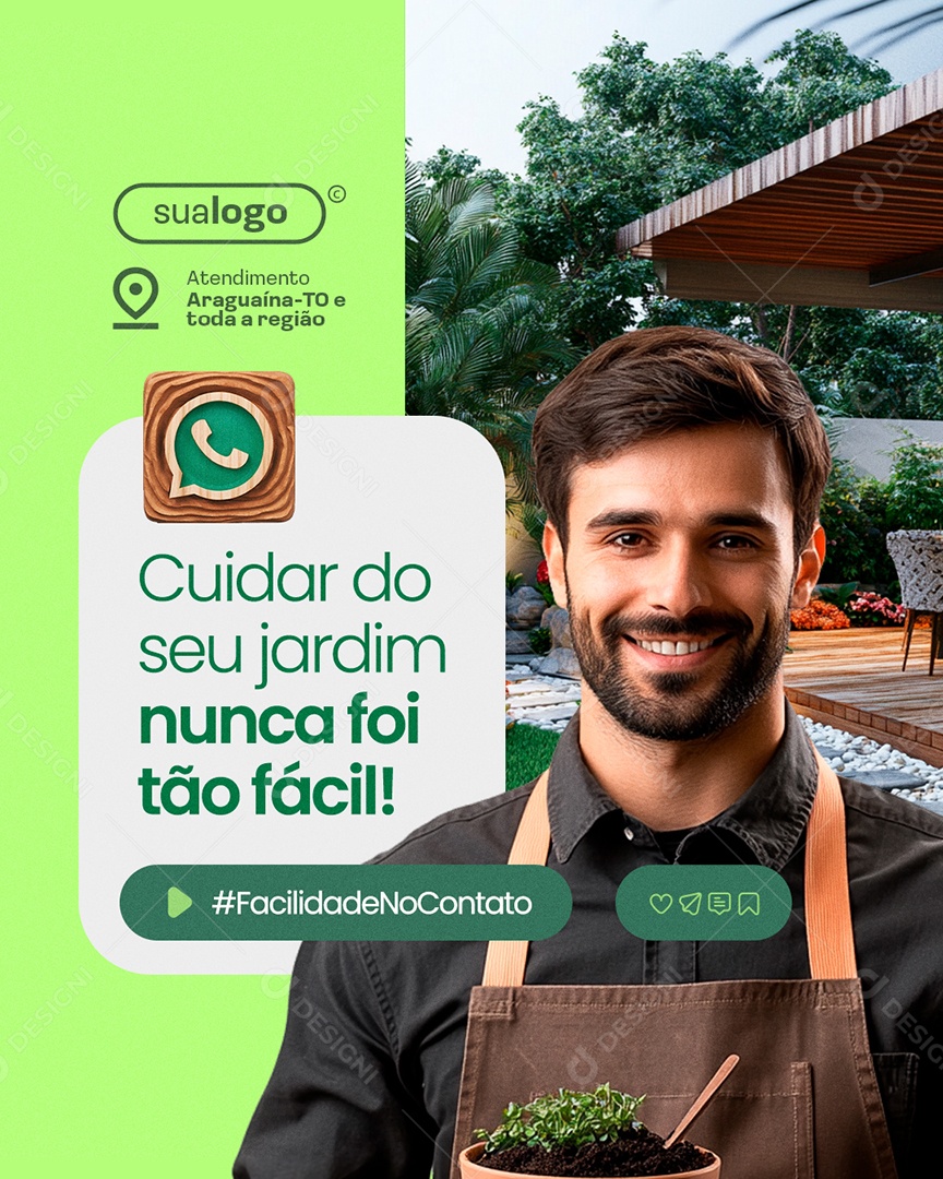 Jardineiro Cuidar do Seu Jardim Nunca Foi Tão Fácil Social Media PSD Editável