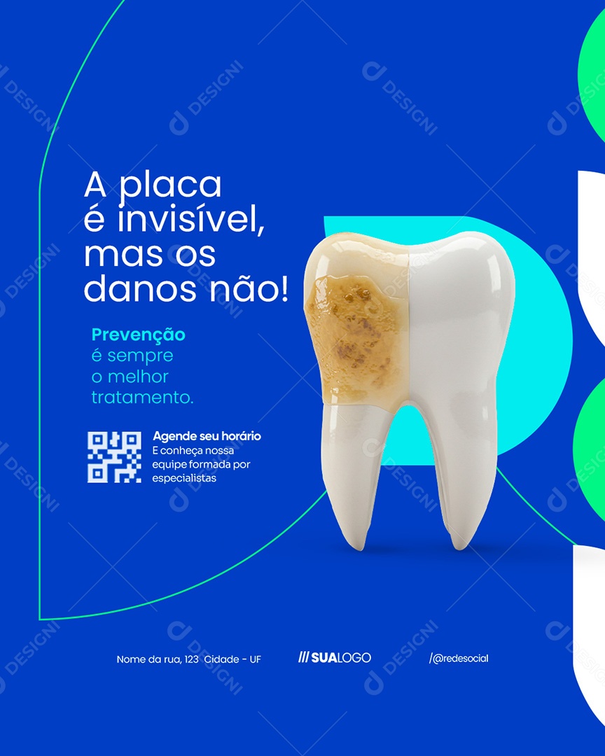 Clínica Odontológica A Placa é Invisível Mas Os Danos Não Social Media PSD Editável
