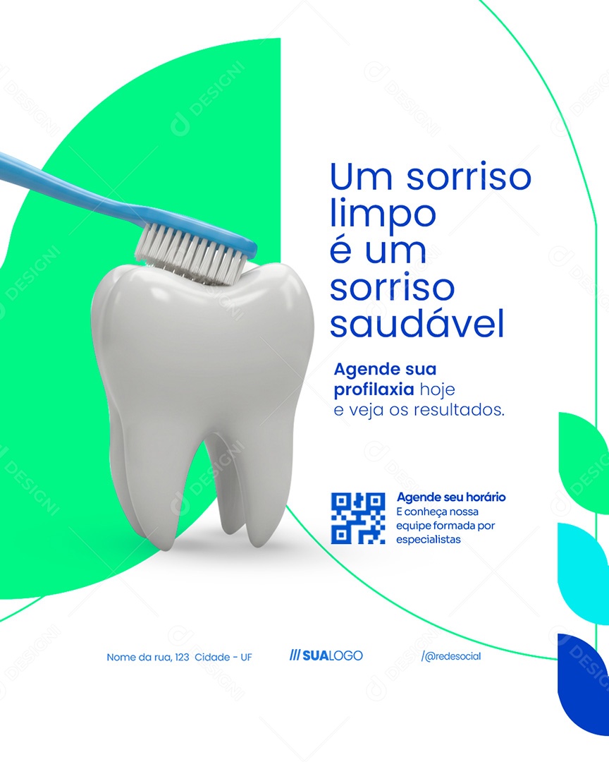 Clínica Odontológica UmSorriso Limpo é Um Sorriso Saudável Social Media PSD Editável