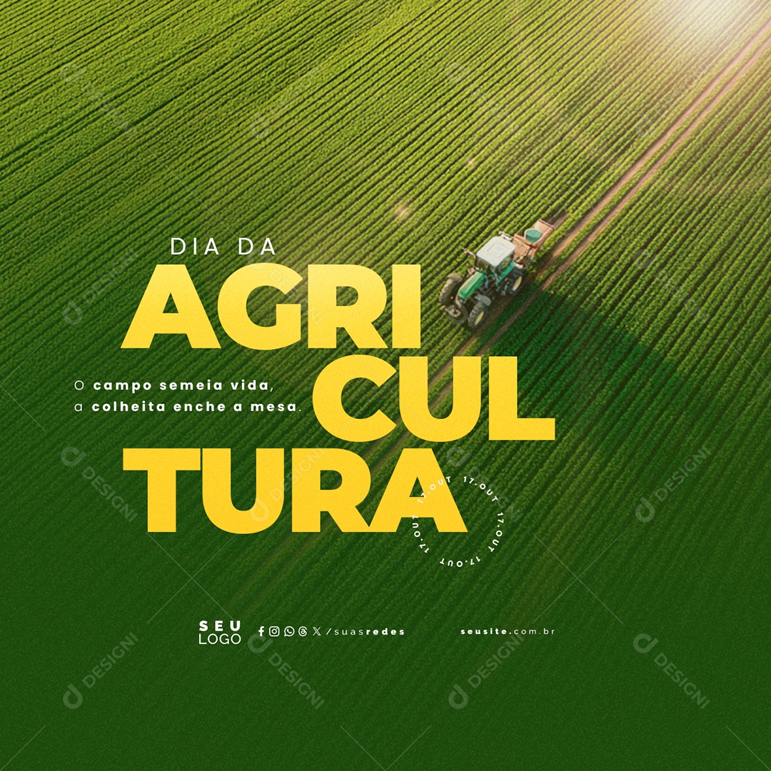 Dia da Agricultura 17 de Outubro O Campo Semeia Vida Social Media PSD Editável
