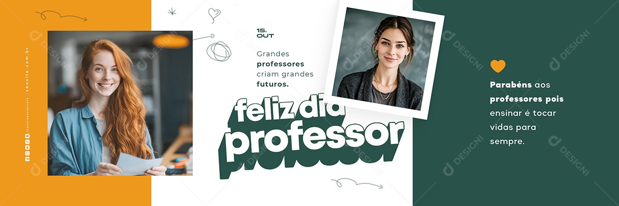 Carrossel Feliz Dia do Professor 15 de Outubro Parabéns Social Media PSD Editável