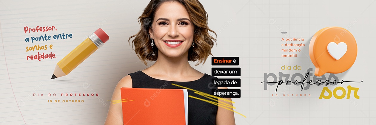 Carrossel Dia do Professor 15 de Outubro Ensinar é Deixar um Legado Social Media PSD Editável