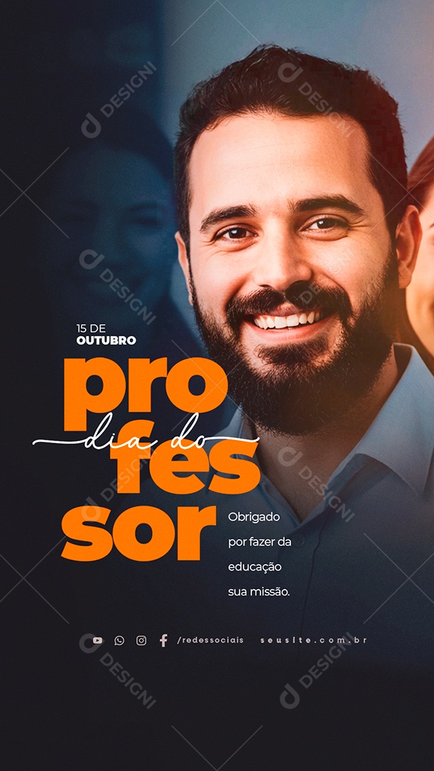 Story Dia do Professor 15 de Outubro Obrigado Social Media PSD Editável