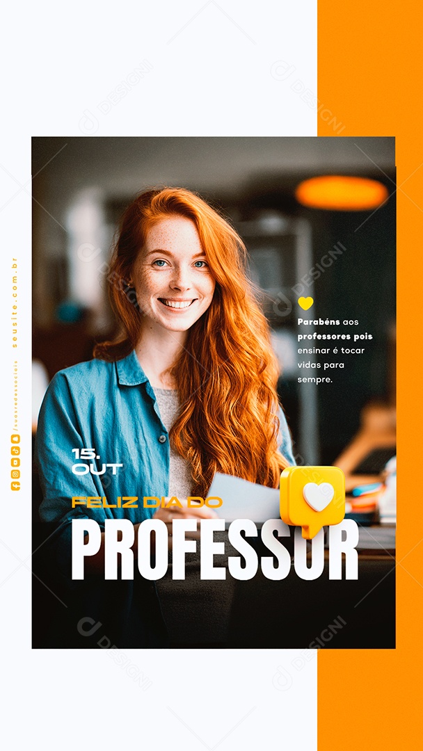 Story Feliz Dia do Professor 15 de Outubro Parabéns Aos Professores Social Media PSD Editável