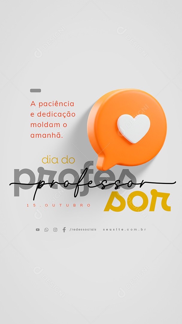 Story Dia do Professor 15 de Outubro Parabéns Social Media PSD Editável