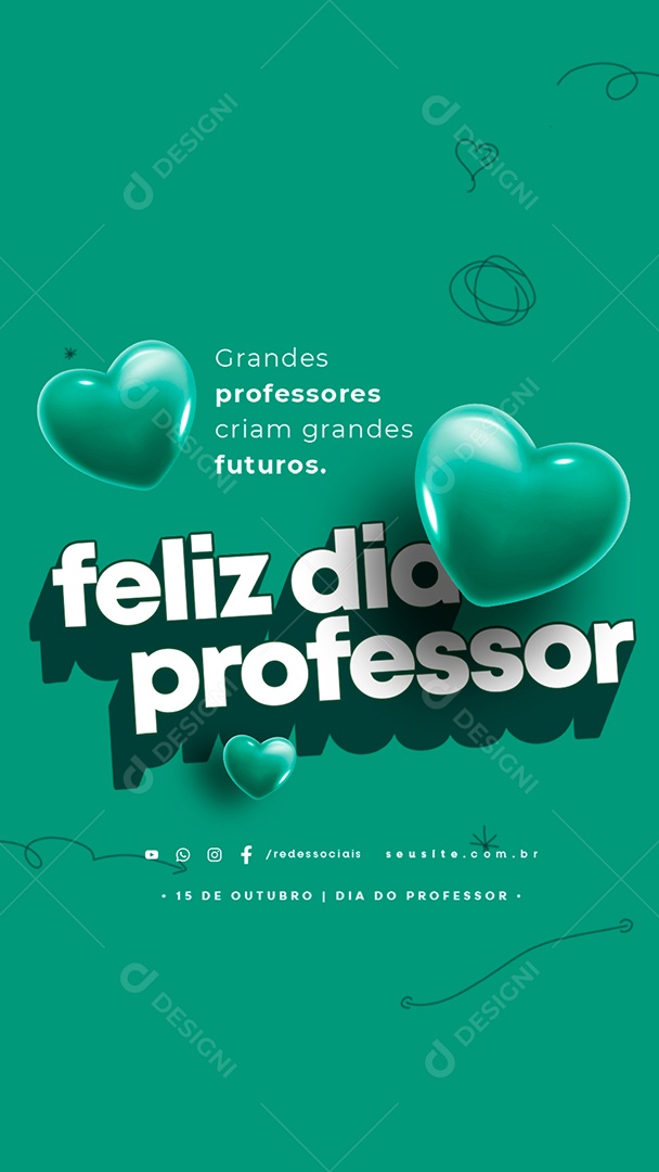 Story Feliz Dia do Professor 15 de Outubro Grandes Professores Social Media PSD Editável