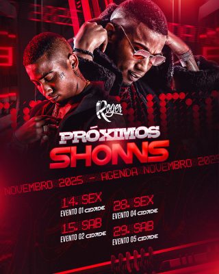 Shows Próximos Roger Agenda Novembro 2025 PSD Editável
