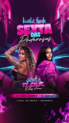 Baile Funk Sexta das Poderosas 17 Out Elas Free Flyer PSD Editável
