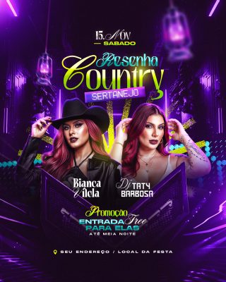 Resenha Country Sertanejo 15 Novembro Entrada Free Flyer PSD Editável