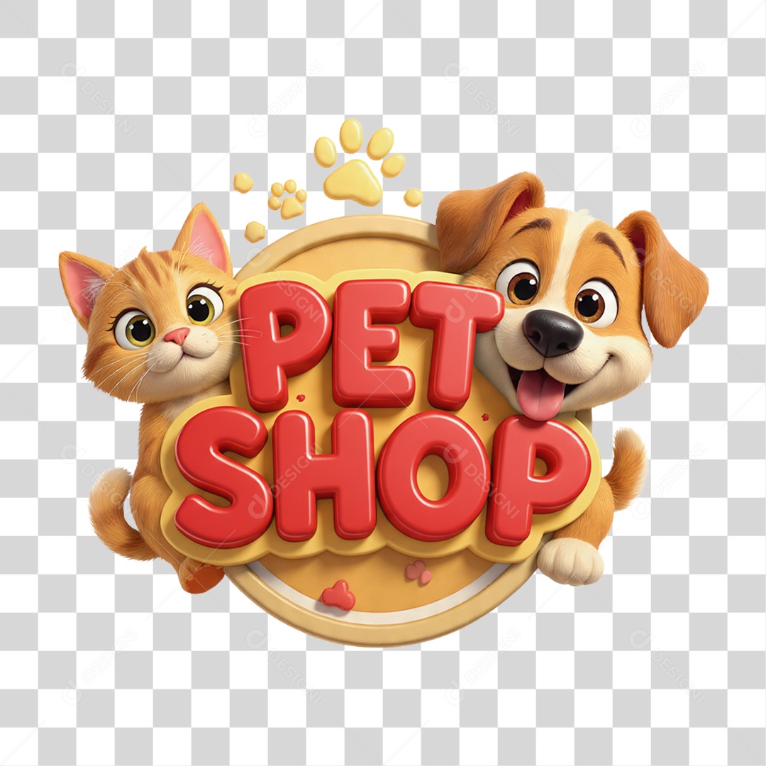 Selo 3D Pet Shop PNG Transparente