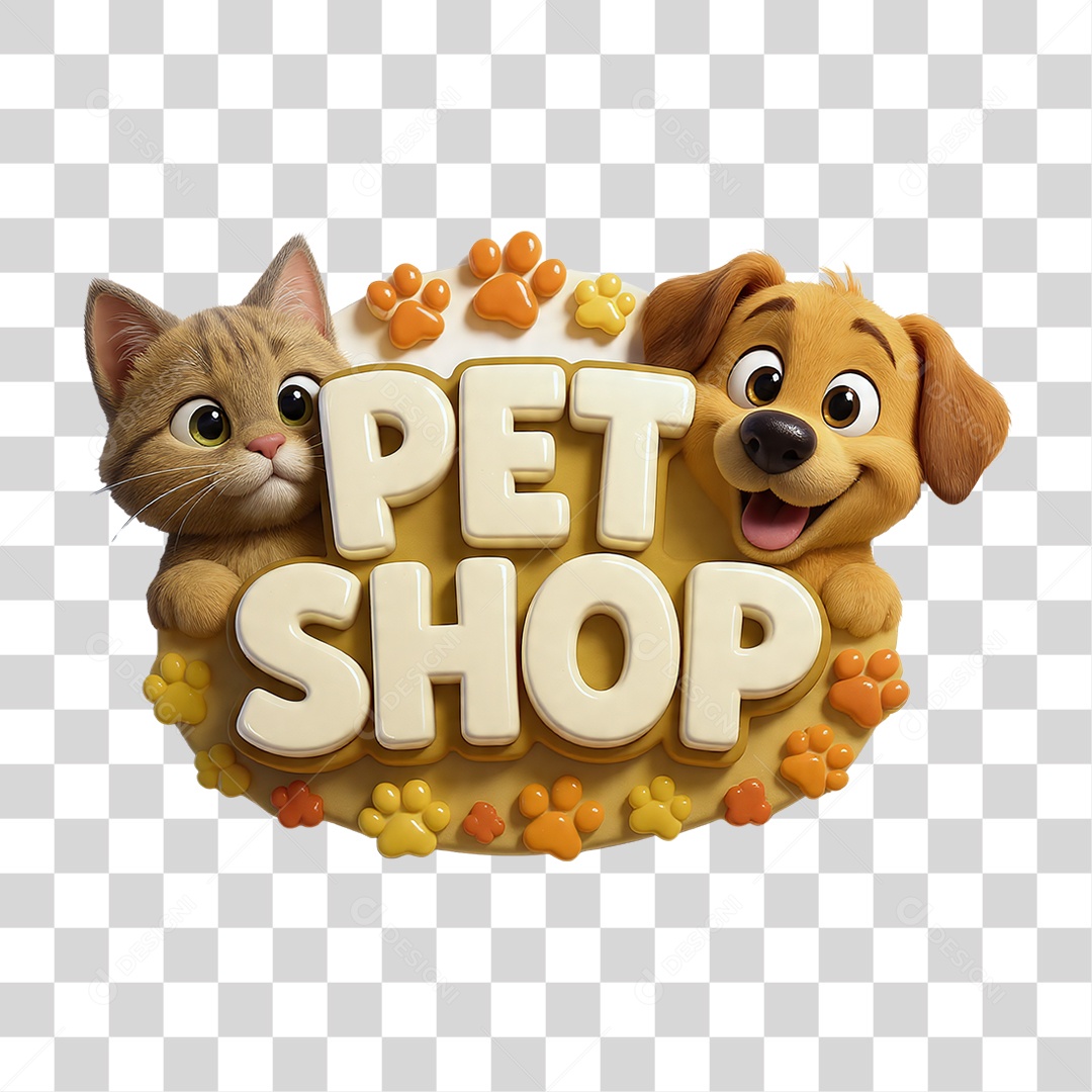 Selo 3D Pet Shop PNG Transparente