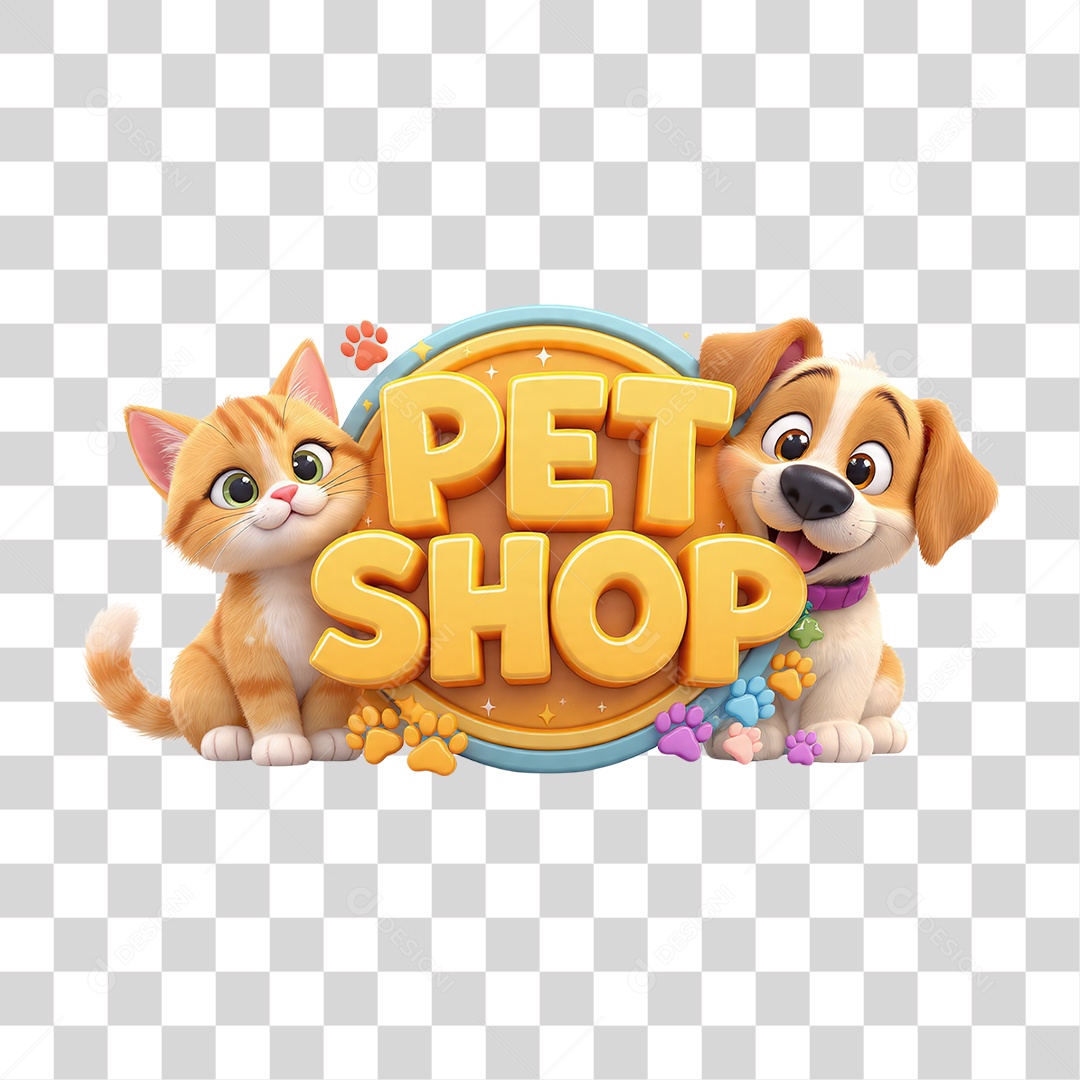 Selo 3D Pet Shop PNG Transparente