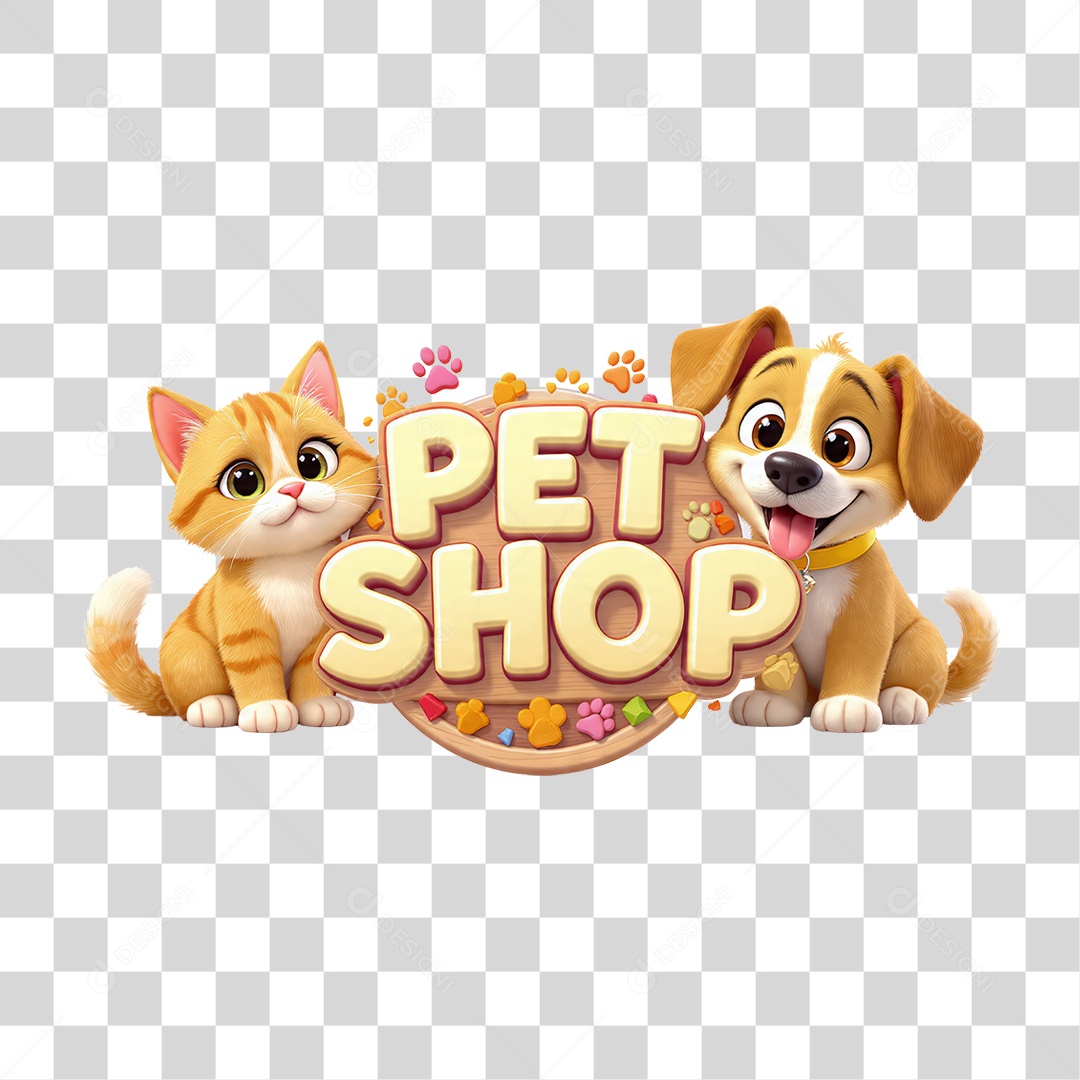 Selo 3D Pet Shop PNG Transparente