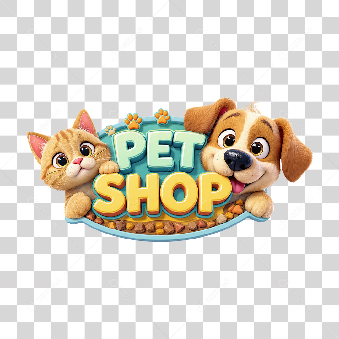 Selo 3D Pet Shop PNG Transparente