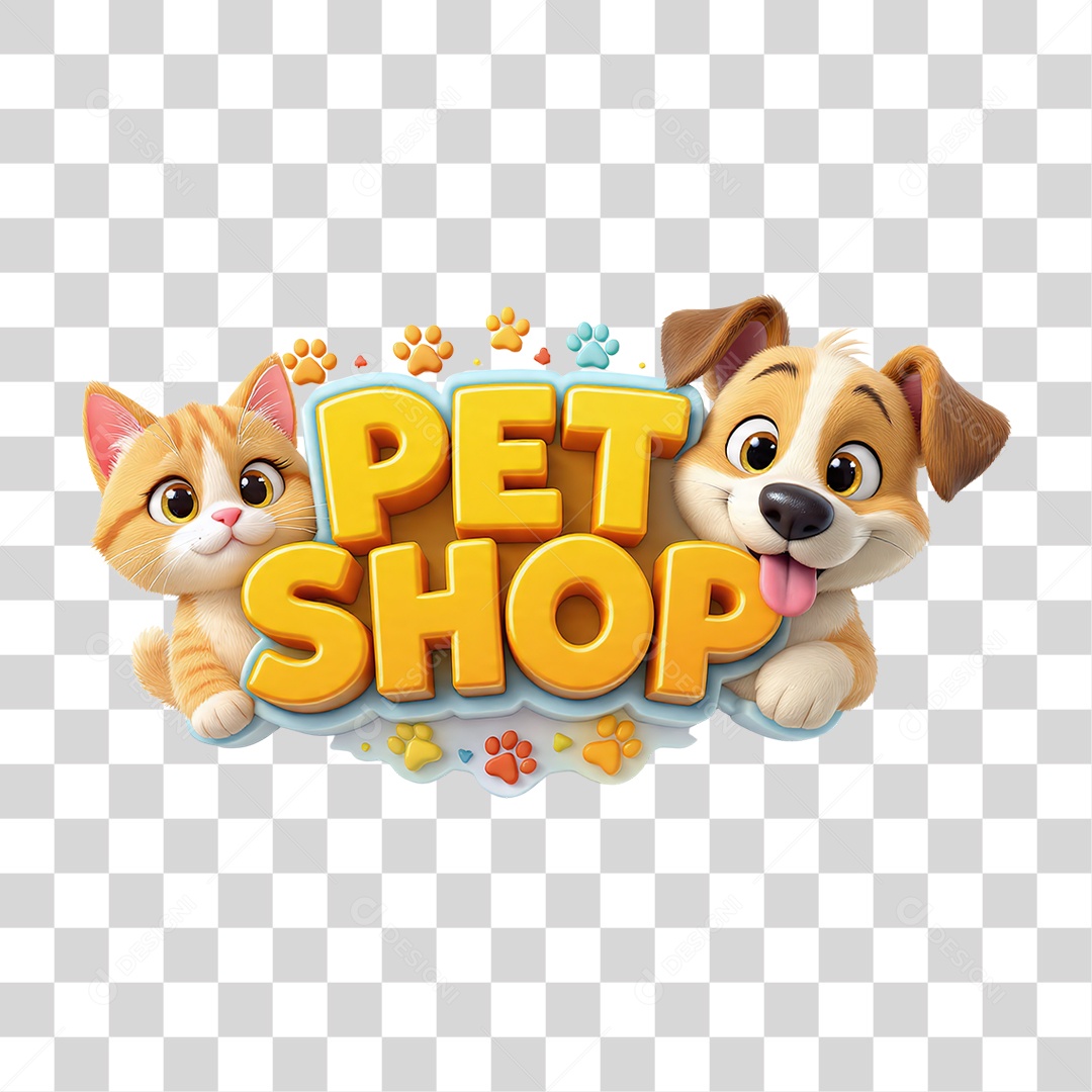 Selo 3D Pet Shop PNG Transparente