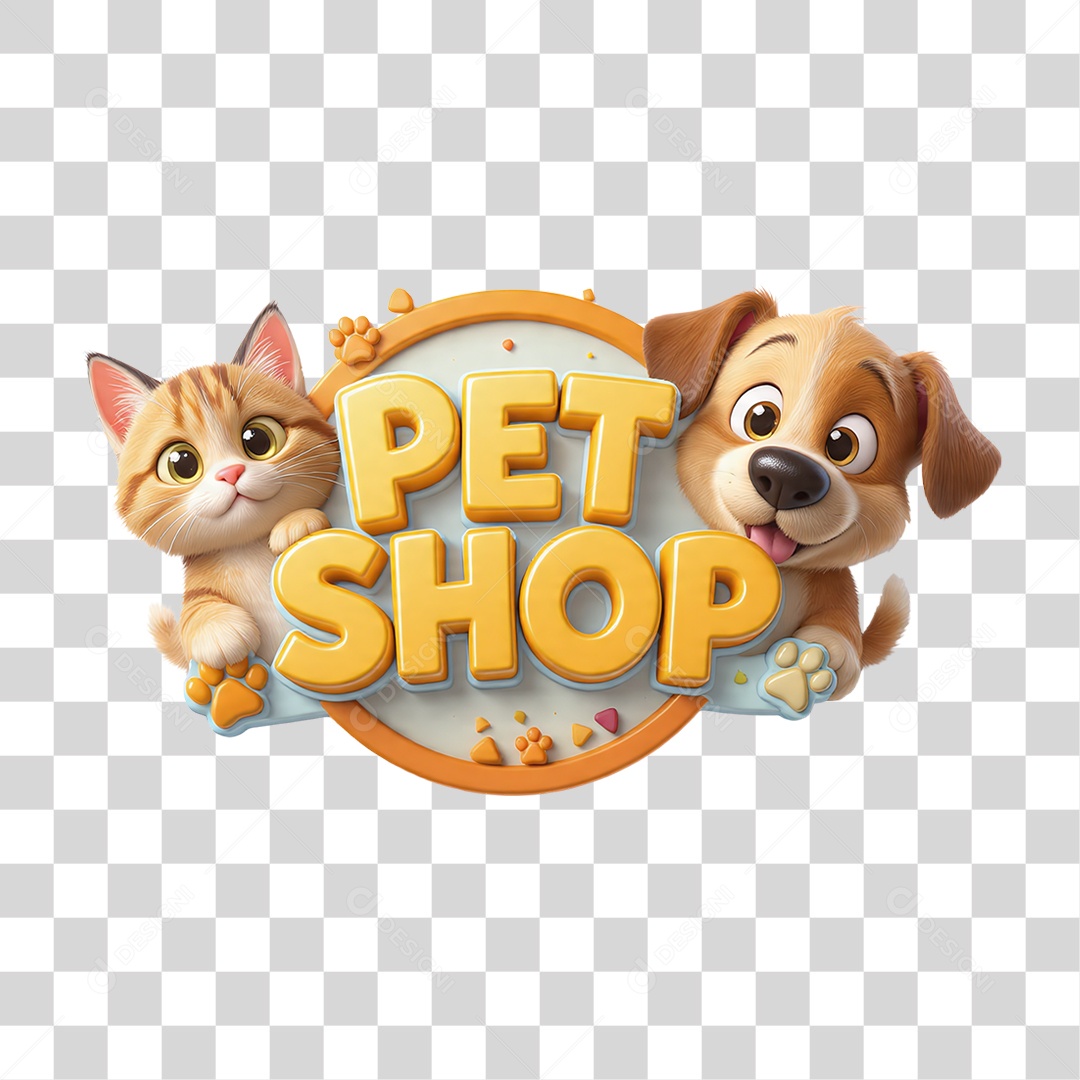 Selo 3D Pet Shop PNG Transparente