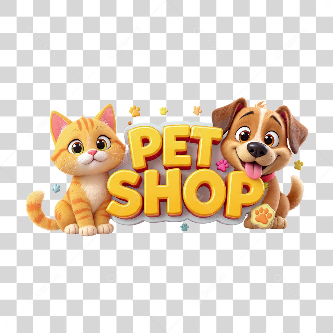 Selo 3D Pet Shop PNG Transparente