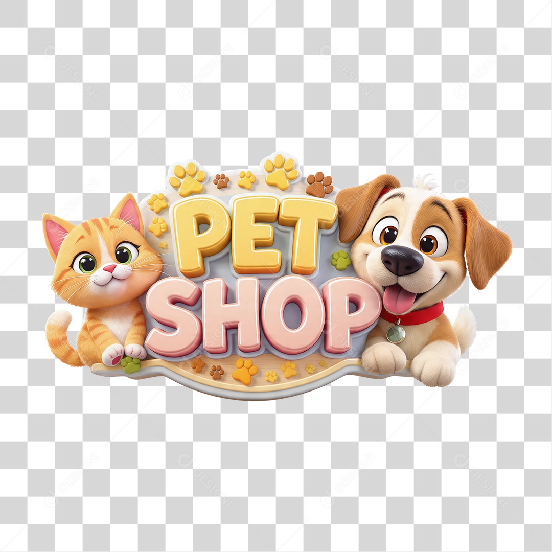 Selo 3D Pet Shop PNG Transparente