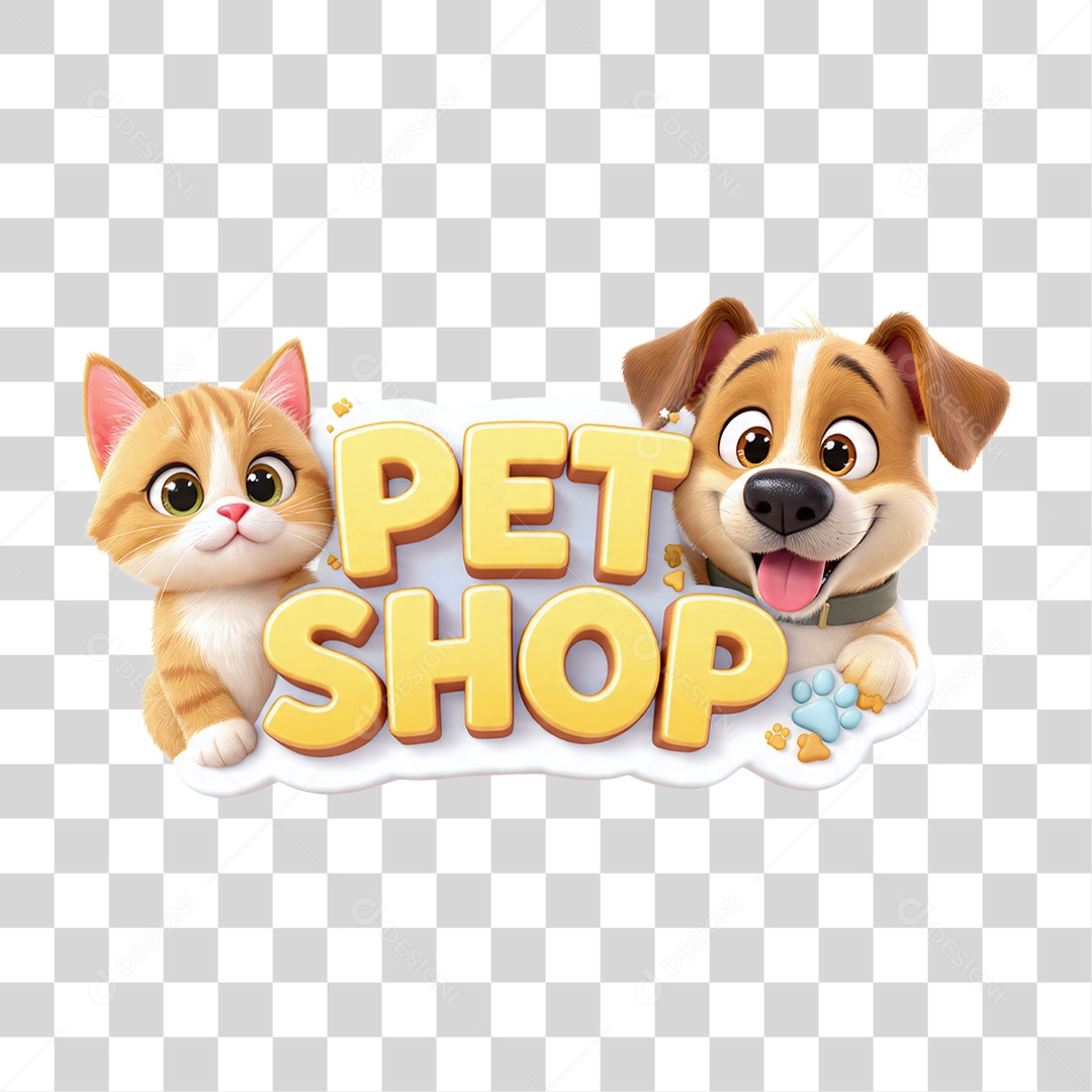 Selo 3D Pet Shop PNG Transparente