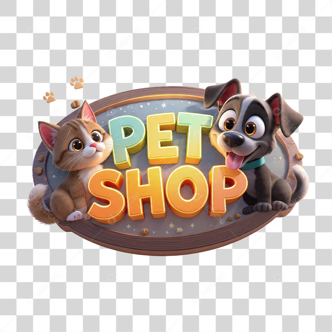 Selo 3D Pet Shop PNG Transparente