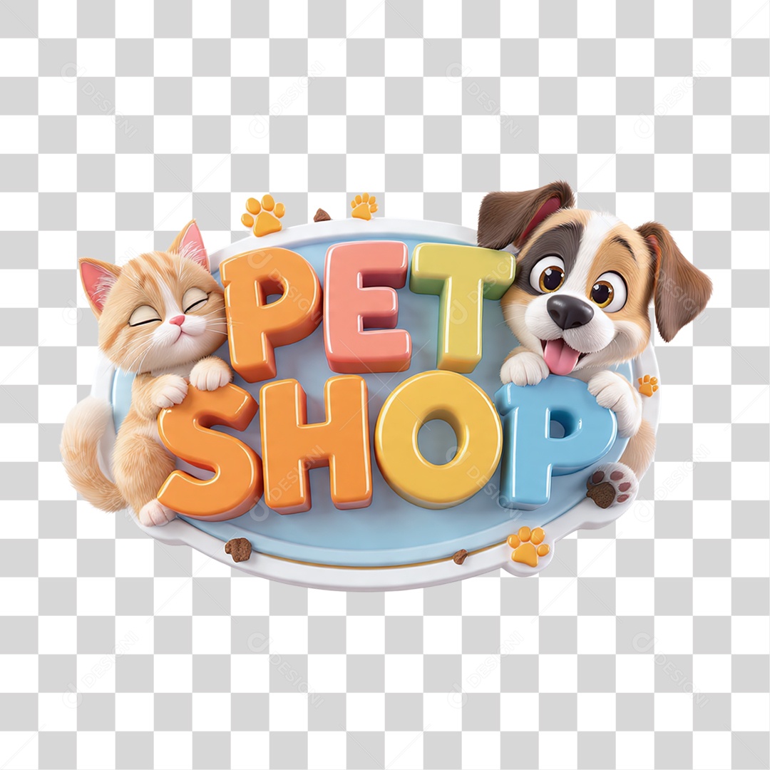 Selo 3D Pet Shop PNG Transparente