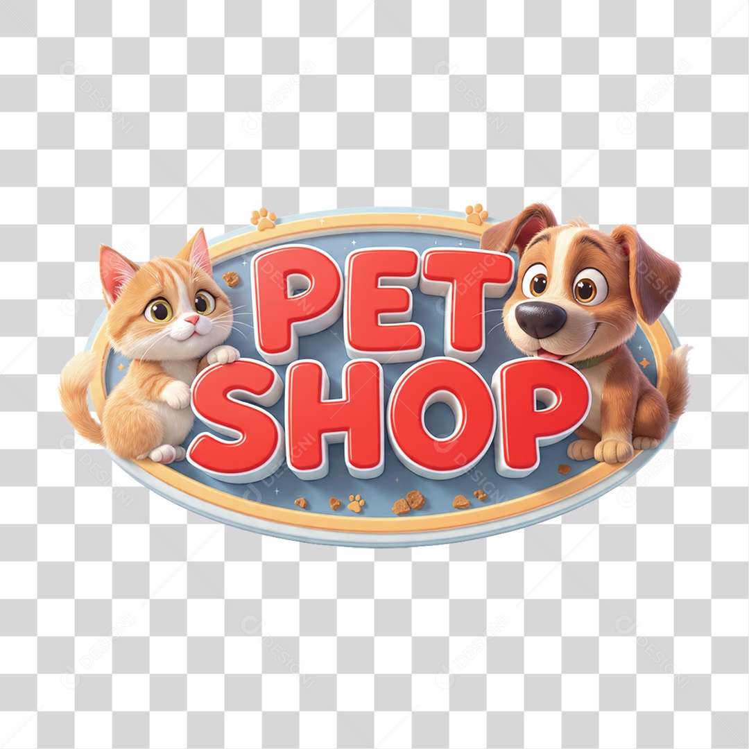 Selo 3D Pet Shop PNG Transparente