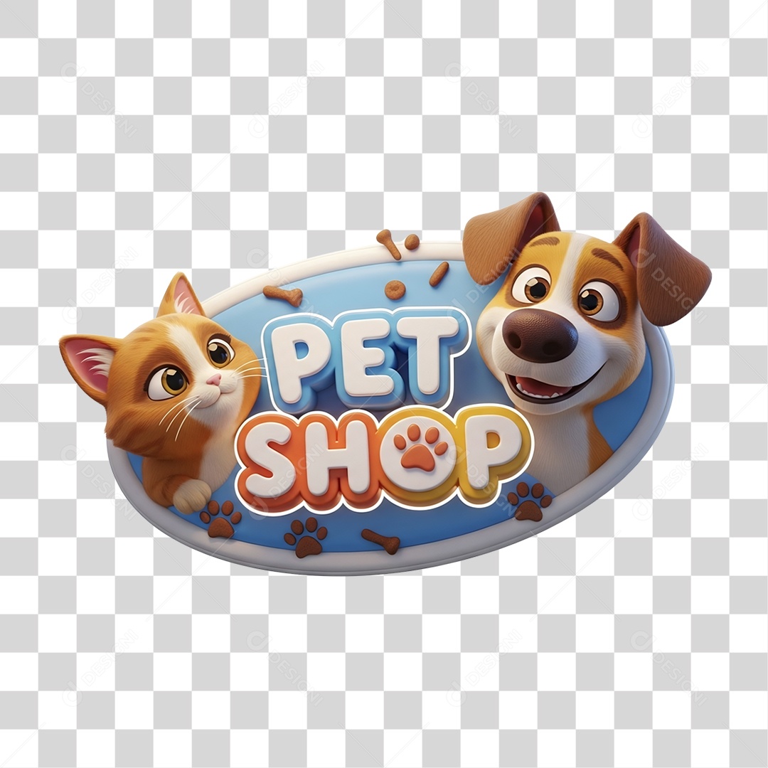 Selo 3D Pet Shop PNG Transparente